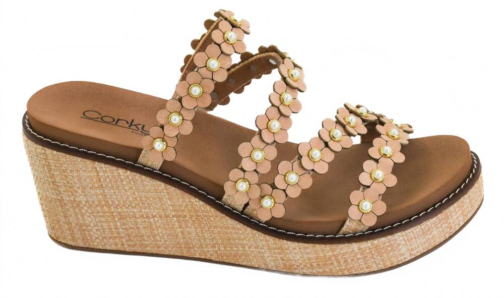 NEW CORKYS FOOTWEAR women's lets be friends wedge sandals in raffia